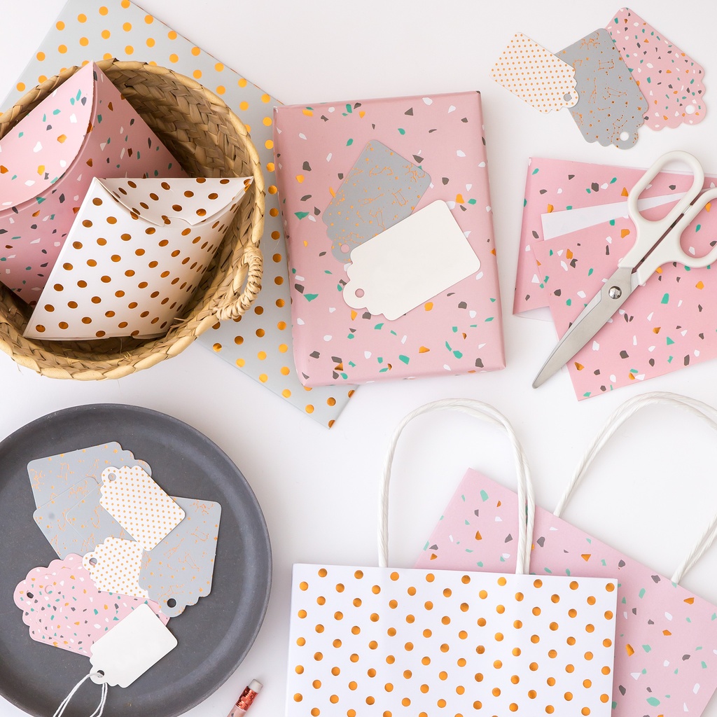 PAPEL REGALO MR17274 TOPOS ROSE GREY