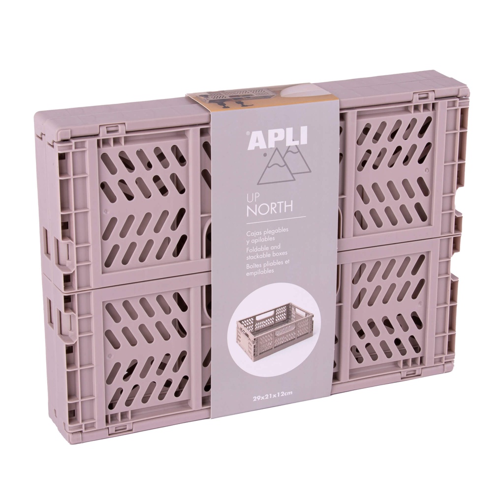 PACK 4 CAJAS 19556 PLEGADAS Y APILABLES 29X21X12 MM. BEIGE