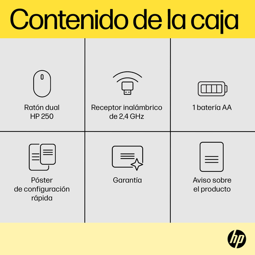MOUSE HP 6V2J7AA INALAMBRICO 250 DUAL NEGRO
