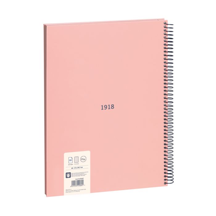CUADERNO MILAN 57143E80P ESPIRAL CUADRICULA A4 80 H. ROSA