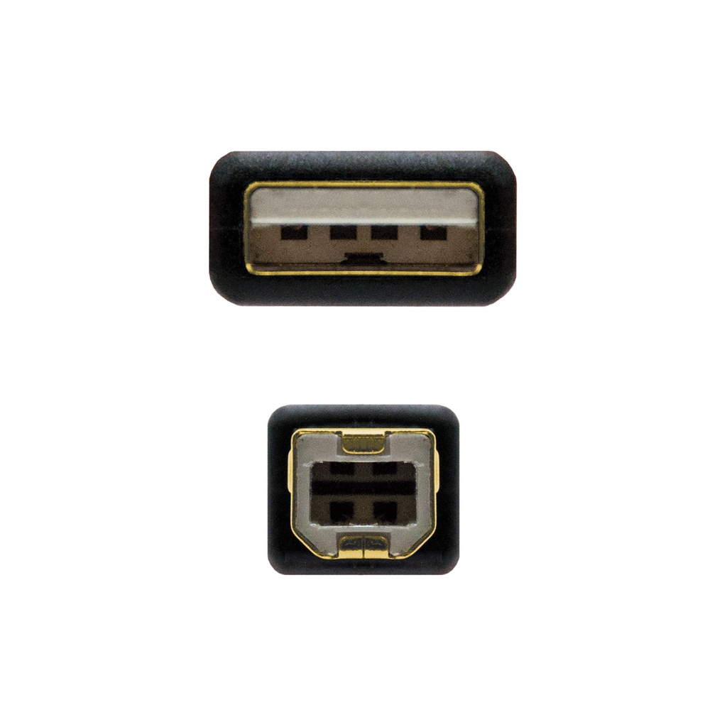 CABLE 10.01.1205 NANOCABLE  USB 2.0 IMPRESORA ALTA CALIDAD CON FERRITA, TIPO A/M-B/M, NEGRO, 5.0M