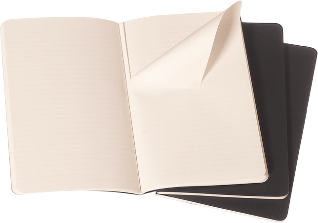 LIBRETAS MOLESKINE 0014101 QP316 CAHIER NEGRAS LARGE 13X21 CM.RAYAS (SET DE 3)