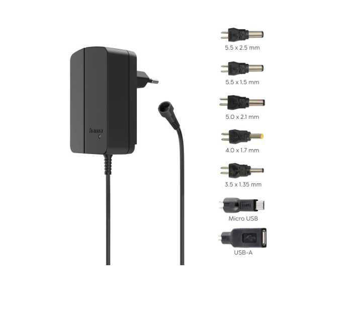 FUENTE DE ALIMENT.HAMA 223615 CONMT. UNIVERSAL AJUSTABLE 1500MA 18W MAX. 12V 7 ADAPTADORES