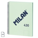 CUADERNO MILAN 57141E80GR TAPA DURA A4 CON ESPIRAL 80 H. BLANCAS DE 95 GR. COLECCION 430 SINCE 1918 VERDE
