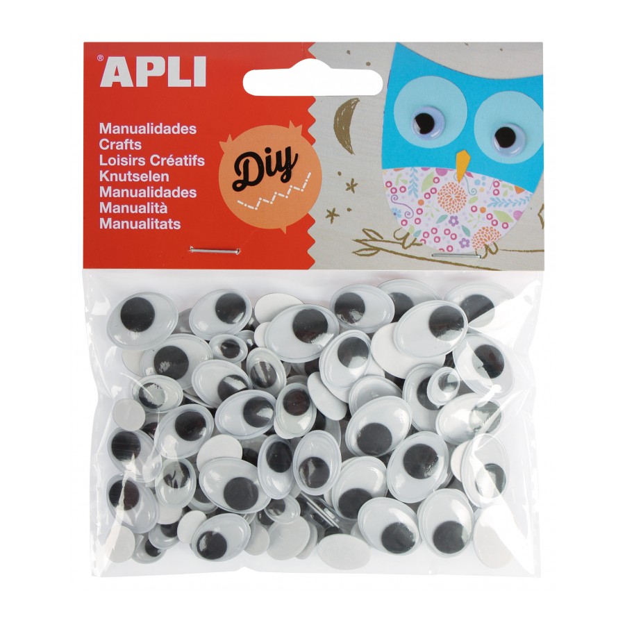 OJOS APLI 13264 MOVILES NEGROS ADH. OVAL 100UN