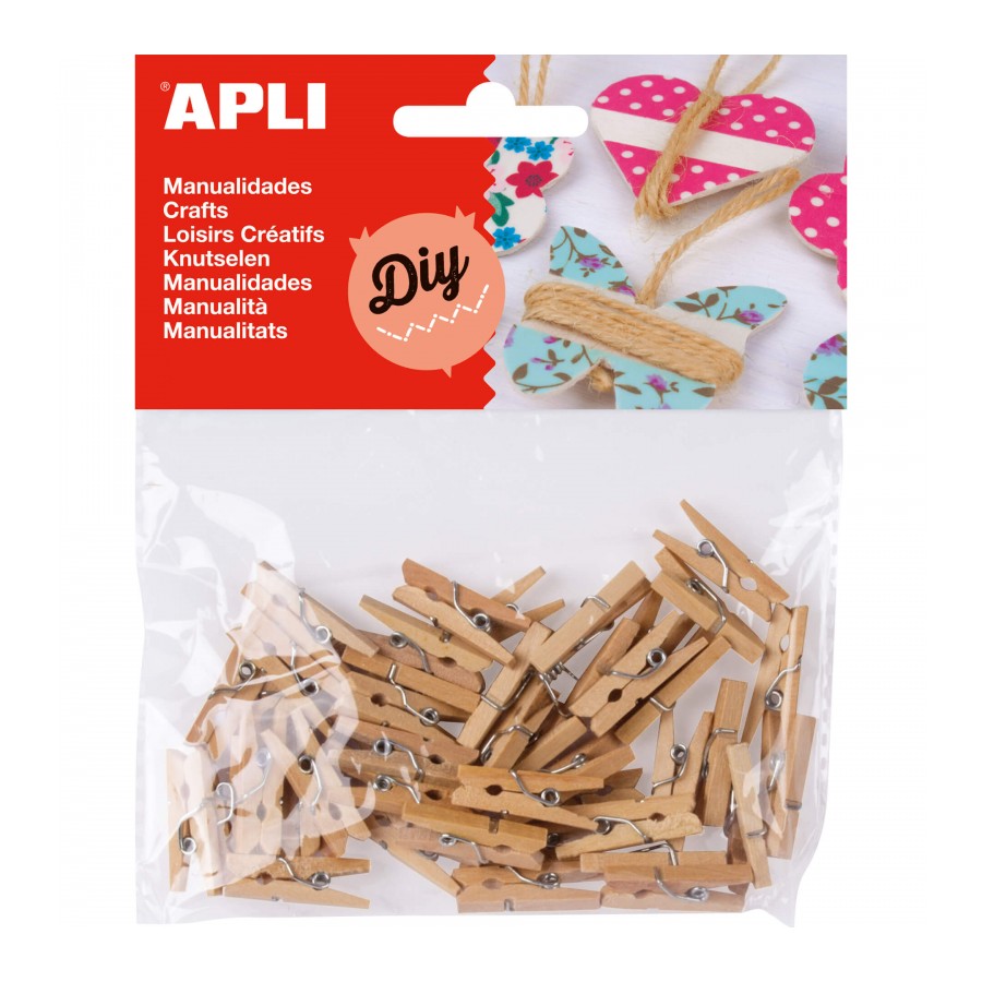 PINZAS APLI 13478 25x3MM MINI MADERA 45UN