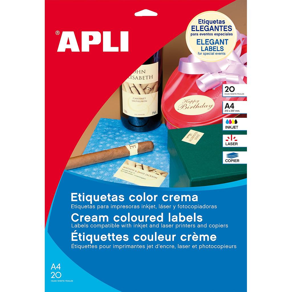ETIQUETAS APLI 11843 70,0X 37,0 20H ROSA PASTEL A4