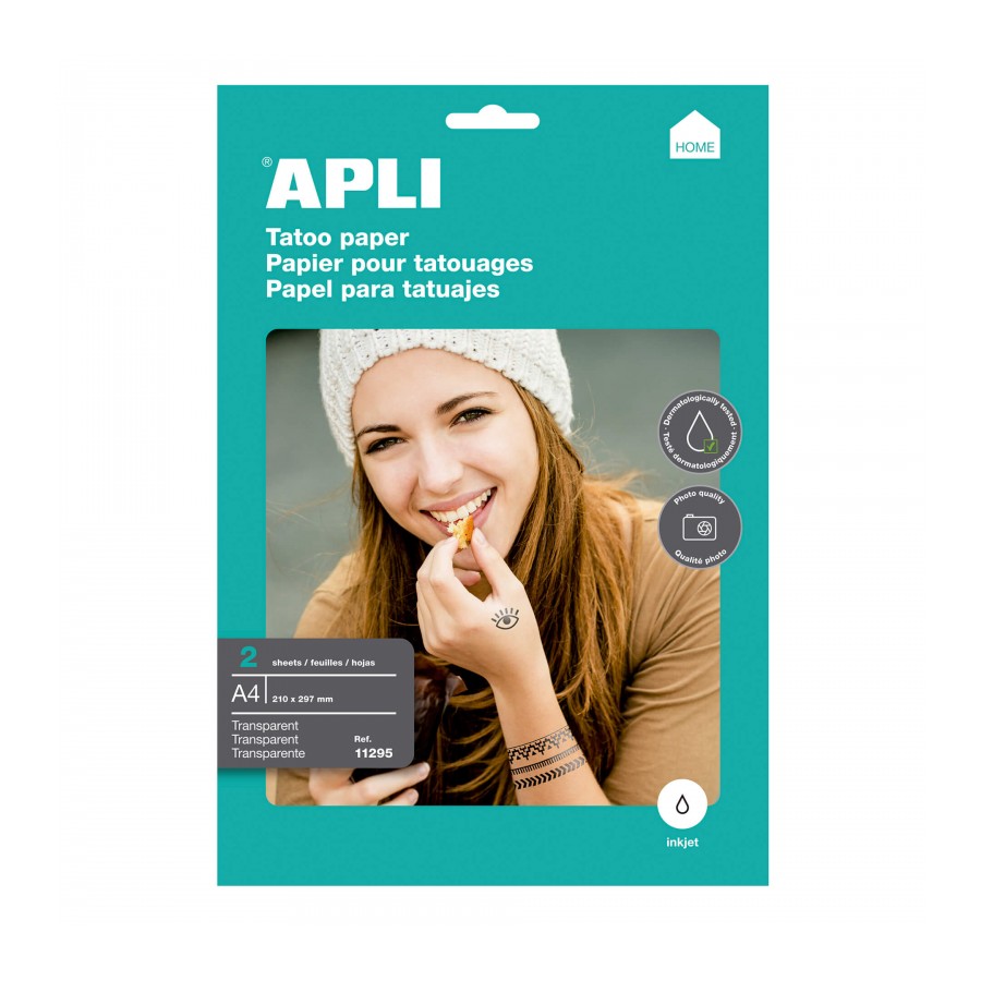 PAPEL APLI 11295 A4 TATUAJES INK-JET FOTOG. 2H