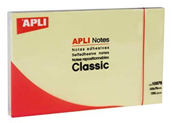 BLOC NOTAS APLI 10976 125x75 AMARILLO 100H