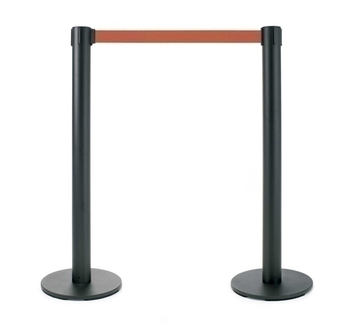 PACK DE 2 POSTES METÁLICOS CON CINTA RETRÁCTIL ROJA DE 2 M. - 95 CM.
