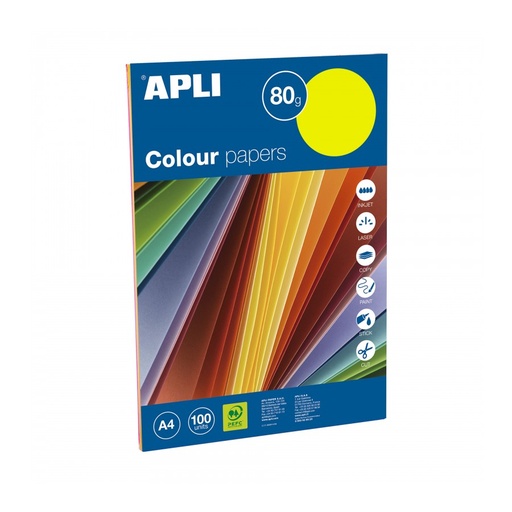 [15280] PAPEL COLOR SURTIDO FLUOR A4 80G.100H