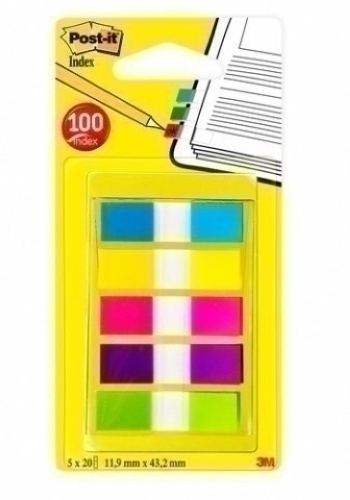 [683-5CB] BANDERITAS ADHESIVAS POST-IT 683-5CB PACK de 5 (AZUL-AMARILLO-ROSA-VIOLETA-VERDE)"