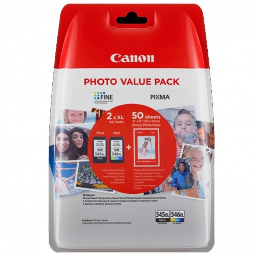 [8287B006] PACK CARTUCHOS NEGRO-COLOR CANONPG-545 + CL-546