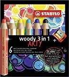 [8806-1-20] LÁPIZ  STABILO 8806-1-20  WOODY 3 IN 1 ARTY LINE ESTUCHE CARTÓN 6 UDS. + SACAPUNTAS 