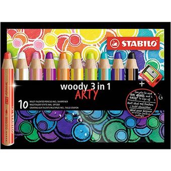 [880/10-1-20] LÁPIZ  STABILO 880/10-1-20  WOODY 3 IN 1 ARTY LINE ESTUCHE CARTÓN 10 UDS. + SACAPUNTAS 