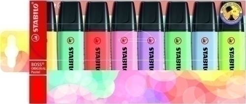 [70/8-3] ROTULADOR FLUORESCENTE STABILO 70/8-3  BOSS ORIGINAL PASTEL - ESTUCHE 8 UDS NEW  PASTEL COLORS. NOVEDAD
