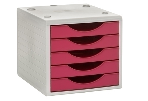 [4005FC] MODULO ARCHIVOTEC 4005FC 5 CAJONES  GRIS/FUCSIA