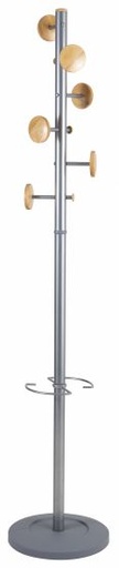 [ALPMMUSIC GS] PERCHERO ALPMMUSIC GS DE PIE 8 COLGADORES METAL GRIS Y COLGADORES MADERA
