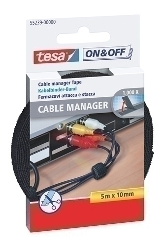 [55239-00000-01] CINTA VELCRO TESA 55239-00000-01 ON&OFF PARA AGRUPAR CABLES ROLLO 5x10 NEGRO