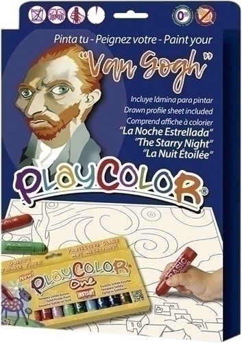 [09041] TEMPERA INSTANT 09041 SOLIDA PLAYCOLOR ONE 10Gr. PINTA TU "VAN GOGH" ESTUCHE de 12 COLORES (Incluye lamina para pintar)