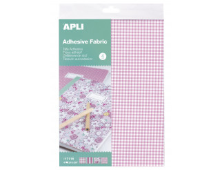 [17116] TELA APLI 17116  AHDESIVA IMPRESO ROSA 4 HOJAS