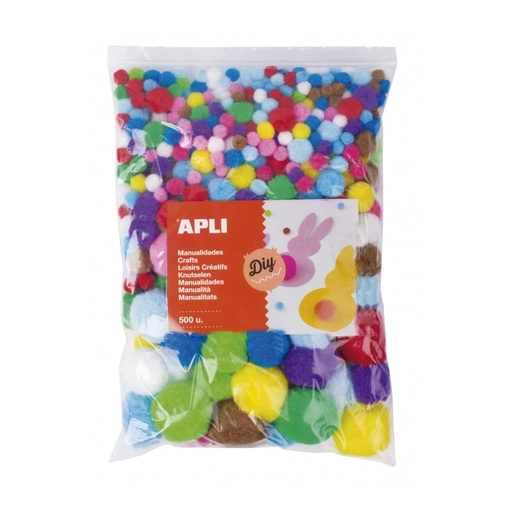 [17448] BOLSA POMPONES APLI 17448 MULTICOLOR 500 UNID.