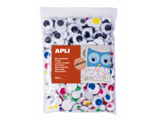 [17444] BOLSA APLI 17444 OJOS MOBILES REDONDOS SURTIDOS ADH. 600 UNID.
