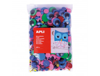 [18155] BOLSA APLI 18155 OJOS REDONDOS MÓVILES ADH. COLOR 600 UNID.