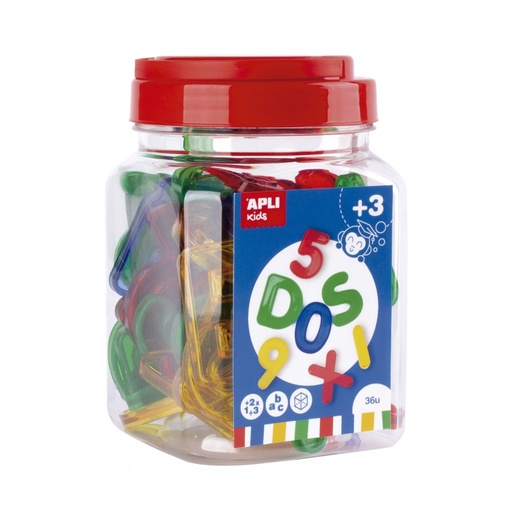 [17493] PIEZAS APLI 17493 LLETRES I NÚMEROS TRANSPARENTES 36 UNID.