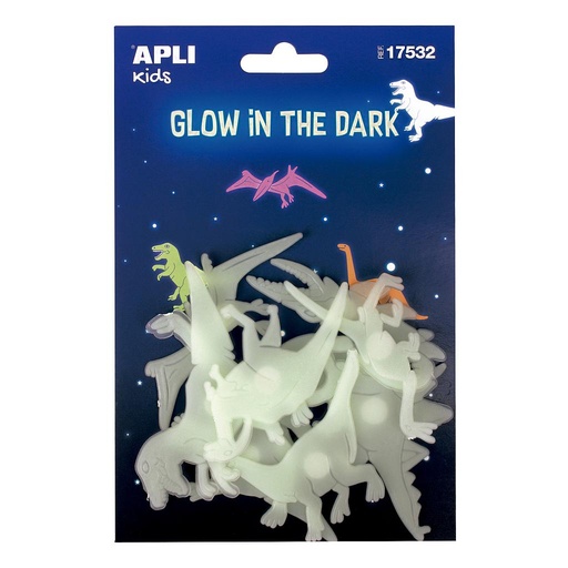 [17532] PEGATINAS APLI 17532 FOSFORESCENTES DINOS 9 UNID.