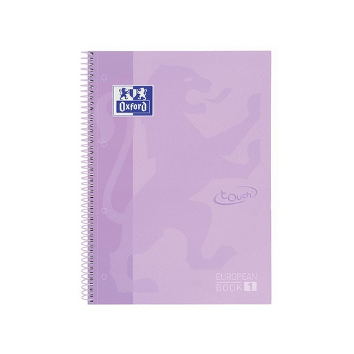 [400117273] CUADERNO OXFORD 400117273 EUROPEANBOOK 1 SCHOOL TOUCH TAPA EXTRADURA A4+  80H 5X5 LAVANDA PASTEL