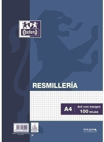[100430272] RECAMBIO OXFORD 100430272 RESMILLERIA TAPA BLANDA A4 100H.4X4 AZUL 