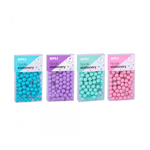 [18150] CHINCHETAS APLI 18150 REDONDAS COLORES NORDIK 100 UNID.