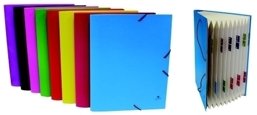 [0919SU] CARPETA CLASIFICADORA MARIOLA 0919SU CARTON PLASTIF. Fº 12 DPTOS.GOMAS