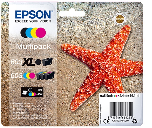 [C13T03A940] PACK EPSON C13T03A940 4 TINTAS 603XL NEGRO/CMY MULTIPACK