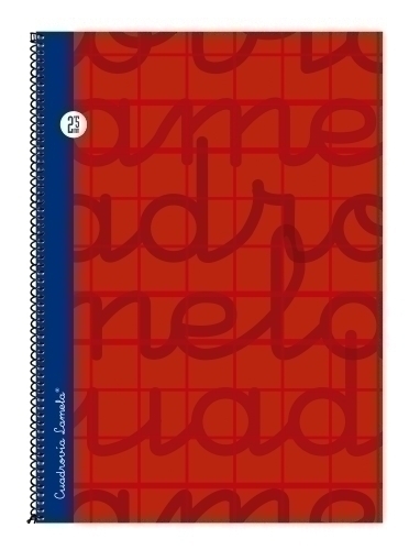 [7FTE002R] BLOC LAMELA 7FTE002R TAPA FORRADA Fº 80h CUADROVIA 2,5 mm ROJO