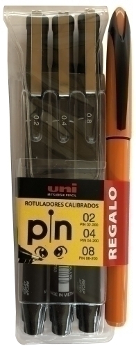 [182634720] ROTULADOR CALIBRADO UNI-BALL 182634720 PIN MANGA BOLSAS de 3 (0,2 - 0,4 - 0,8 mm)