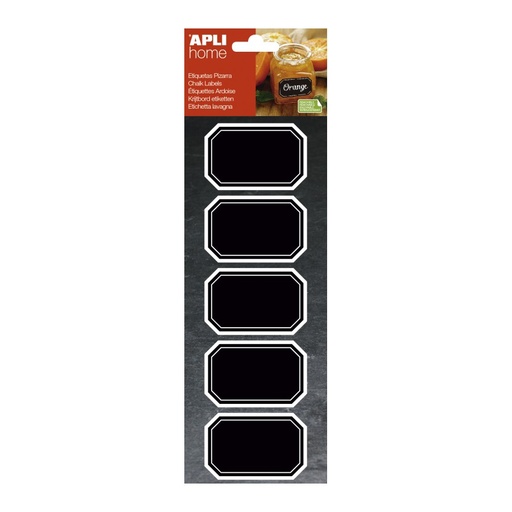 [16769] ETIQUETAS APLI 16769 PIZARRA OCTOGONALES 65X41 MM. 10 U.