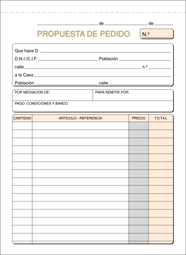 [T-71] TALONARIO LOAN T-71 PEDIDOS 4º NATU DUPLI (47D)