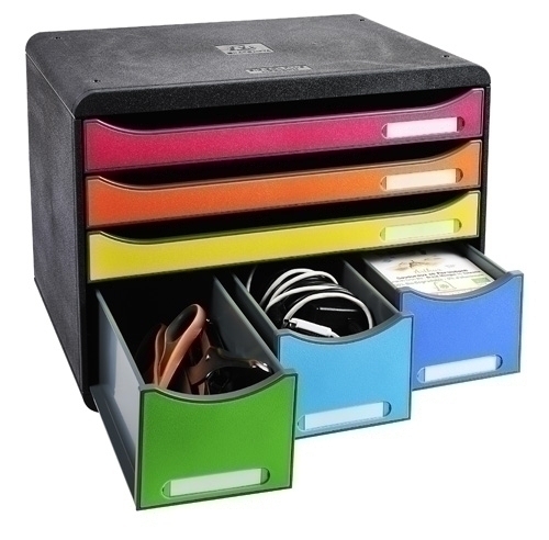 [306798D] MODULO EXACOMPTA3 06798D STORE-BOX MAXI 6 CAJONES COLORES NEGRO/ARLEQUIN