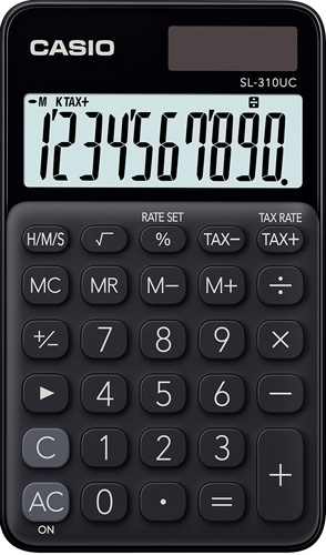[SL-310UC-BK] CALCULADORA de BOLSILLO CASIO 10 DIGITOS SL-310 UC NEGRO