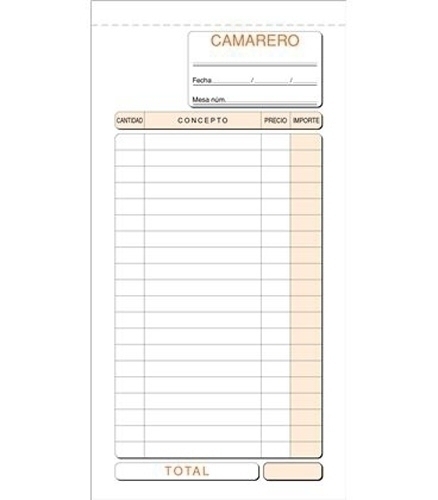 [T-100] TALONARIO LOAN T-100 CAMAREROS 1/3 DUPLICADO 
