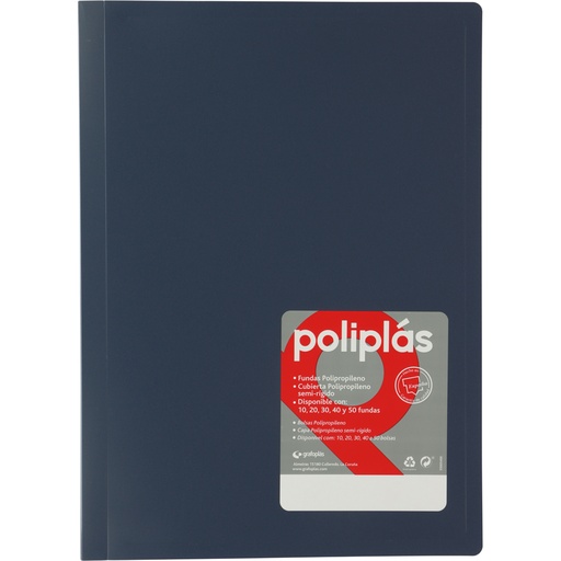 [01470030] CARPETAS CON FUNDAS GRAFOPLÁS 01470030 POLIPLAS 30  FOLIO AZUL PP SEMI-RIGIDO