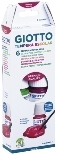 [F356600] ESTUCHE GIOTTO F356600 6 BOTES 25ML  TEMPERA + PINCEL