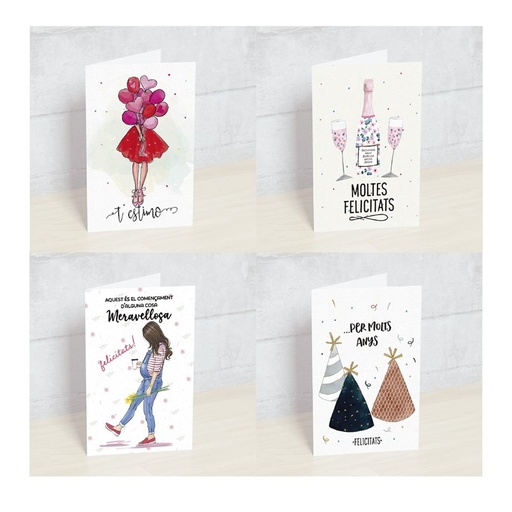 [PK-PT-FEL-C] POSTALES HAPPY MOTS PK-PT-FEL-C FELICITATS MODELOS VARIADOS