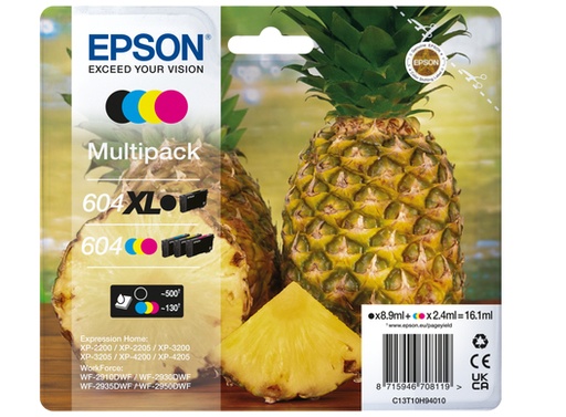[T10H940] CARTUCHO EPSON T10H940 PACK 4 COLORES 604 N/CMY PIÑA