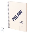 CUADERNO MILAN 57151E80BG TAPA DURA A5 CON ESPIRAL 80 H. PAPEL BLANCO DE 95 GR. COLECCION 430 SINCE 1918 BEIGE