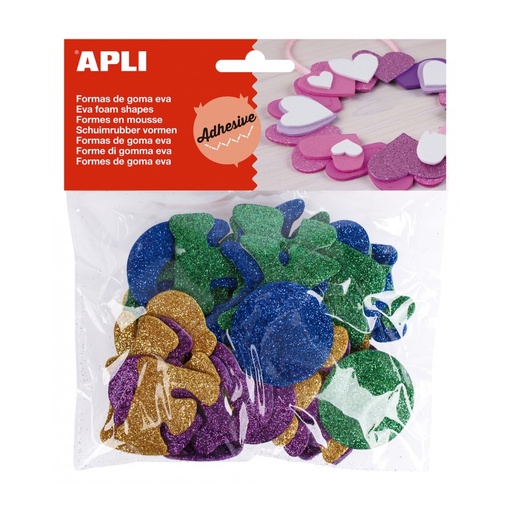 [13487] GOMA EVA APLI 13487 ALFABETO ADH. PURPURINA COLORES 52UN