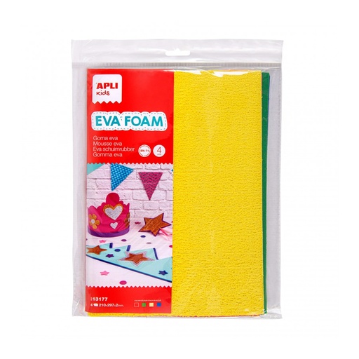[13177] GOMA EVA APLI 13177 A4 COLORES SURT. TOALLA 4UN