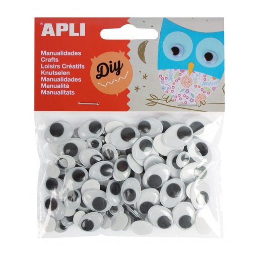 [13264] OJOS APLI 13264 MOVILES NEGROS ADH. OVAL 100UN
